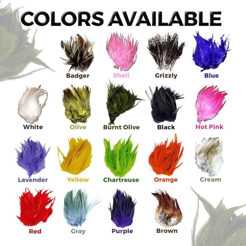 Creative Angler Saddle Hackle Fly Tying Materials - Natural Feathers for Wet Flies, Rooster Feathers, Hair Feathers for Crafts, Fly Tying Kit - Small Feathers Combo Pack of Steelhead Colored Feathers - Image 2